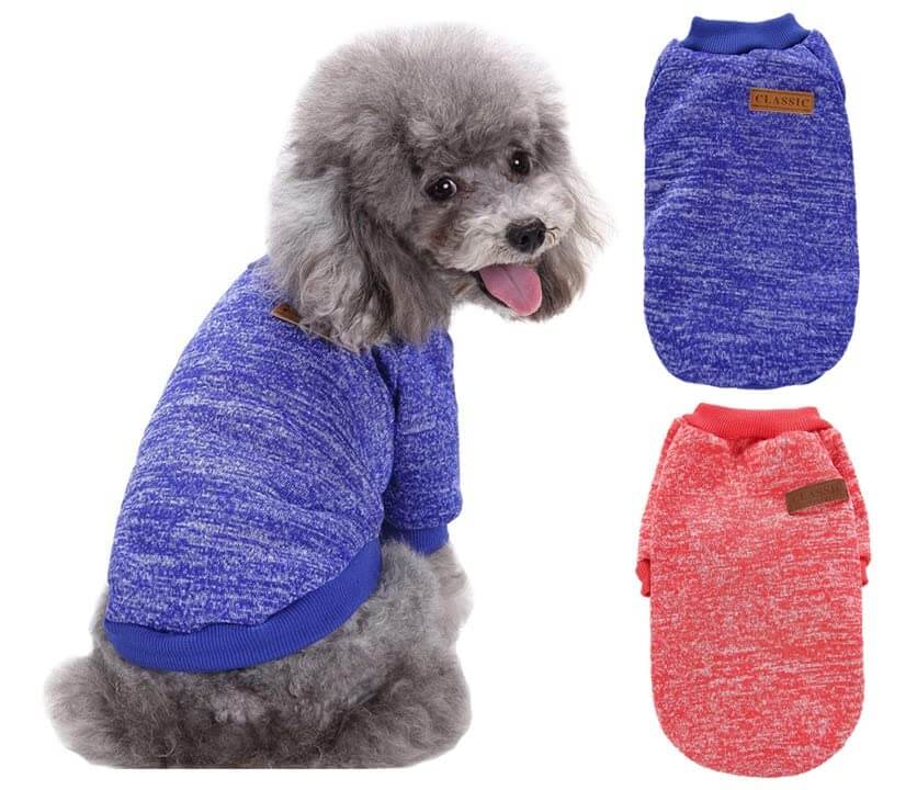 kutkutstyle T-Shirt KUTKUT 2 Pack Small Dog Warm Tshirt - Pet Dog Classic Knitwear Sweater Soft Thickening Warm Pup Dogs Shirt Winter Puppy Kitten Sweater for Maltese, ShihTzu, Papillon, Pekingese etc
